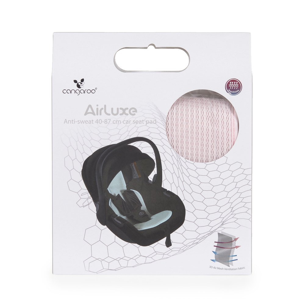 CANGAROO Protectie antitranspiratie AirLuxe Pink pentru scaun auto copii grupa 40-87 cm material 3D special reduce transpiratia
