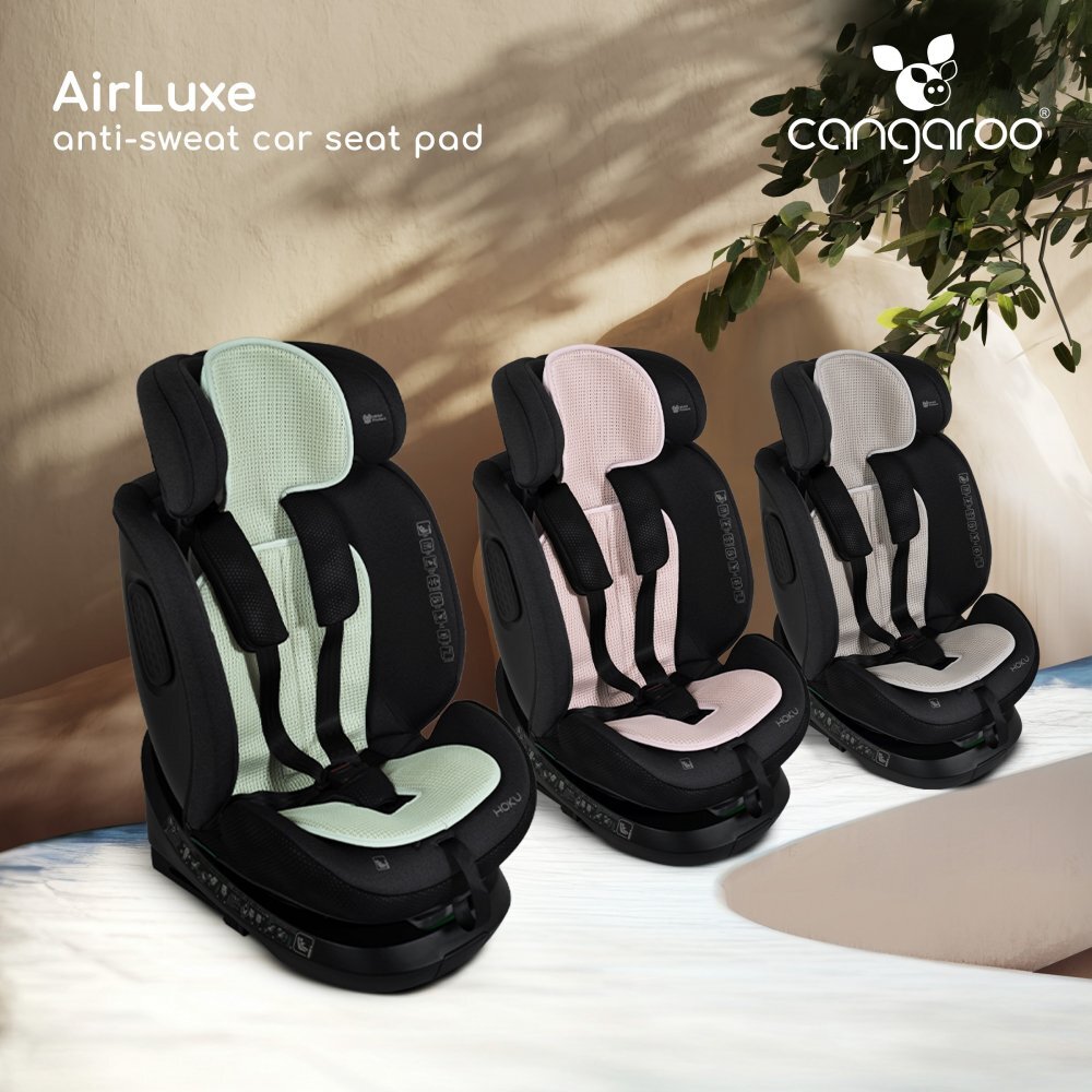 CANGAROO Protectie antitranspiratie AirLuxe Pink pentru scaun auto copii grupa 70-150 cm material 3D special reduce transpiratia model cu dimensiune reglabila