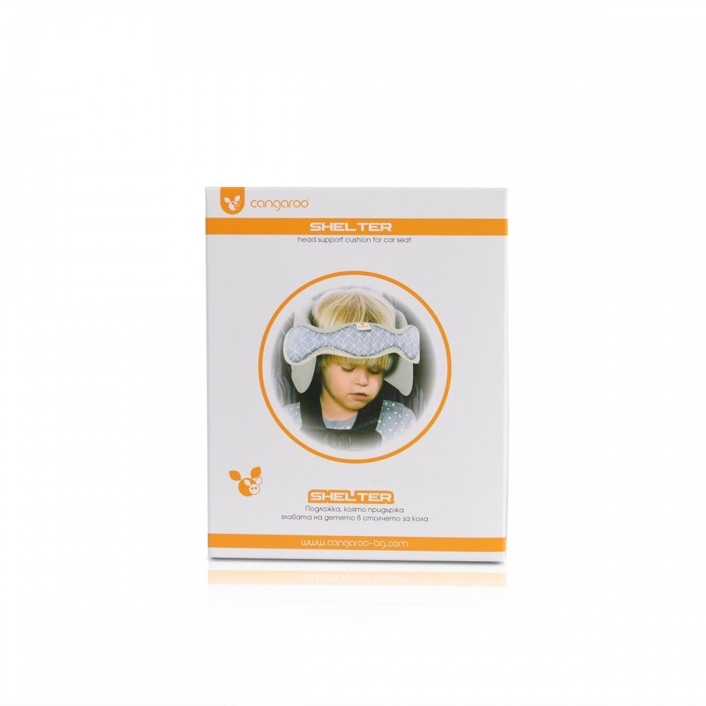 CANGAROO Protectie cap pentru copii Shelter New Greyutilizare in scaun autoforma ergonomicasistem de fixare reglabilMateriale certificate Oeko-Tex