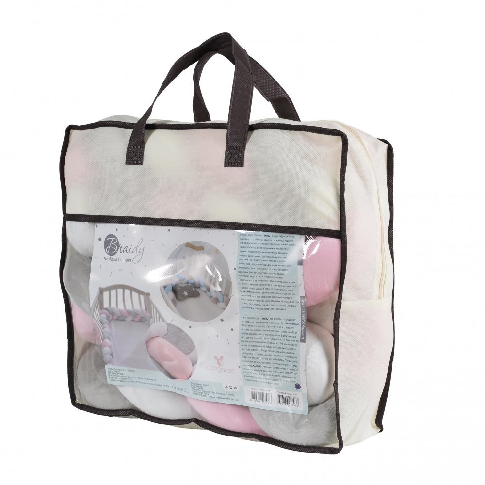 CANGAROO Protectie laterala bumper impletit Braidy Pink