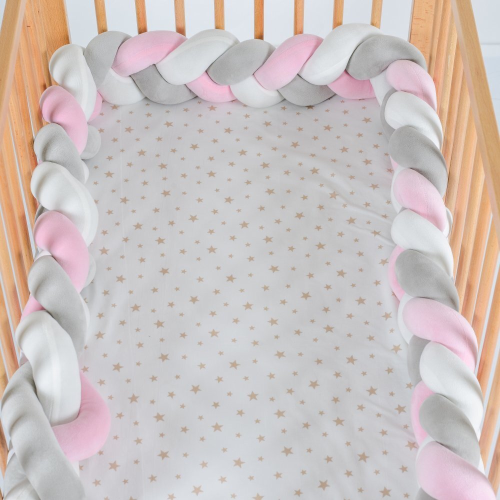 CANGAROO Protectie laterala bumper impletit Braidy Pink