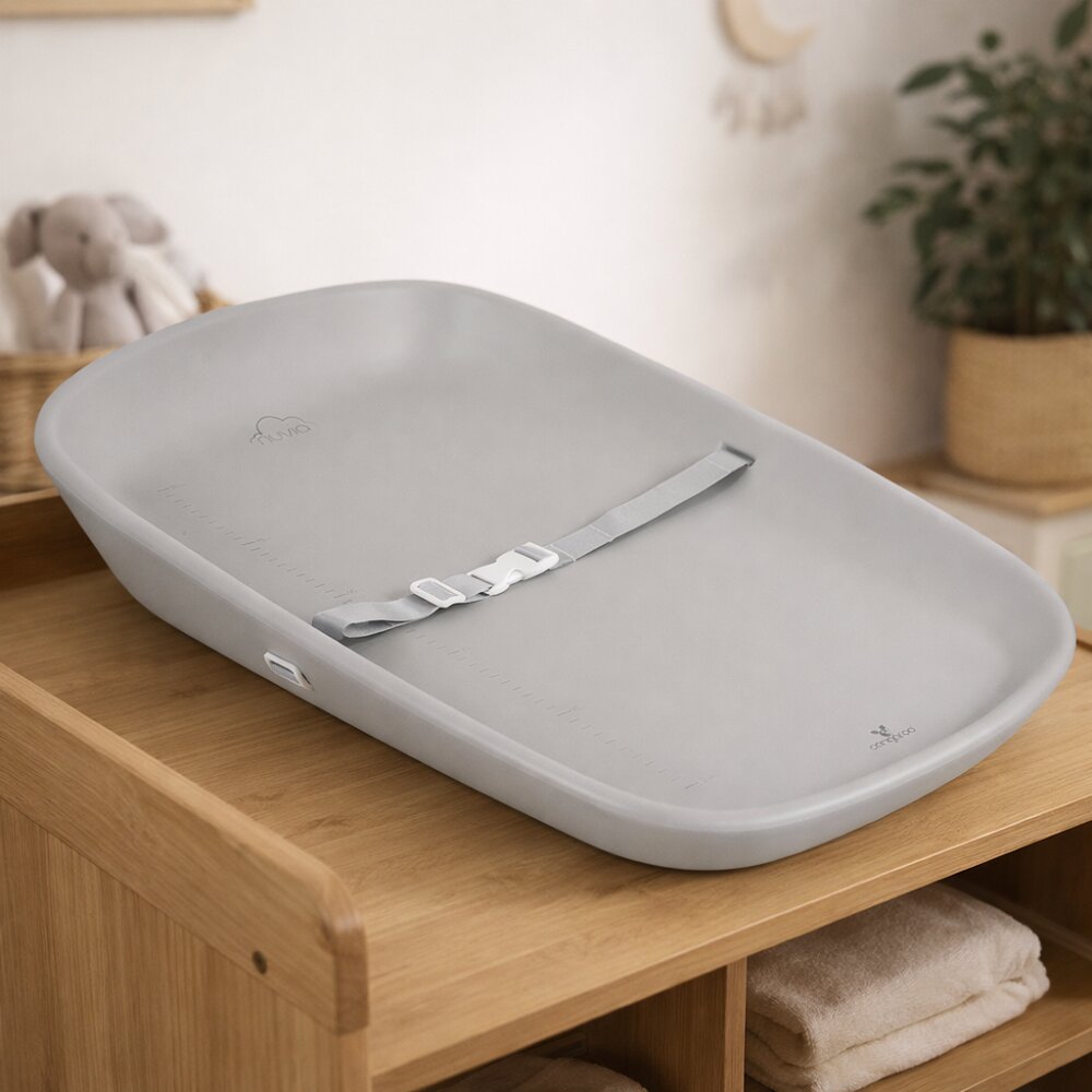 CANGAROO Saltea de infasat din spuma moale EVA Nuvia gri 69x44 cm prevazuta cu centura de siguranta suprafata impermeabila taliometru baza antiderapanta design portabil