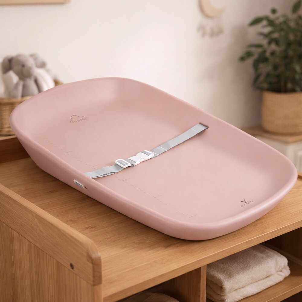 CANGAROO Saltea de infasat din spuma moale EVA Nuvia roz 69x44 cm prevazuta cu centura de siguranta suprafata impermeabila taliometru baza antiderapanta design portabil