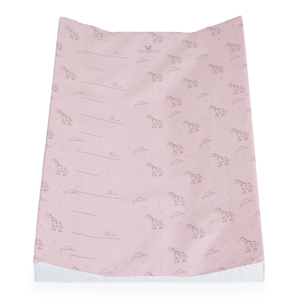 CANGAROO Saltea de infasat moale Pink Giraffe 44x67 cm cu Suprafata impermeabilaTaliometruMargini ridicate pentru siguranta