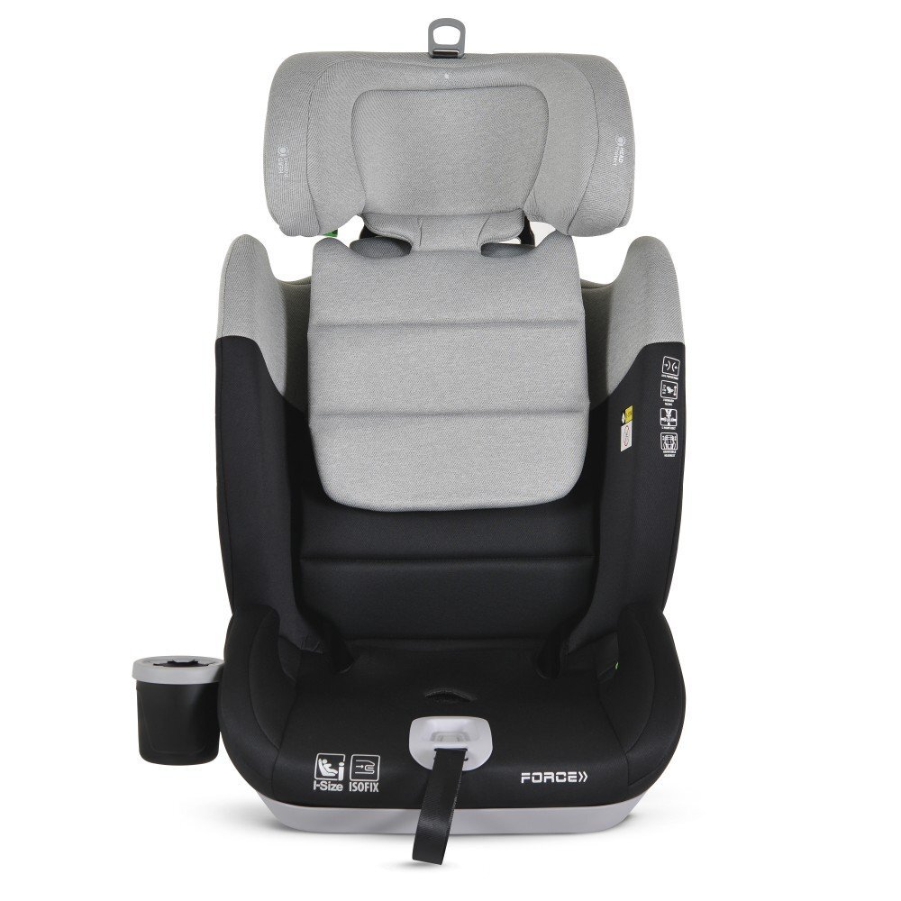 CANGAROO Scaun auto copii cu Isofix Force Grey I-Size 76-150 cmcentura de siguranta in 5 punctetop tethersistem protectie impact lateral SPStetiera reglabila 13 pozitiihusa detasabilaperna reductorsuport pahar inclus