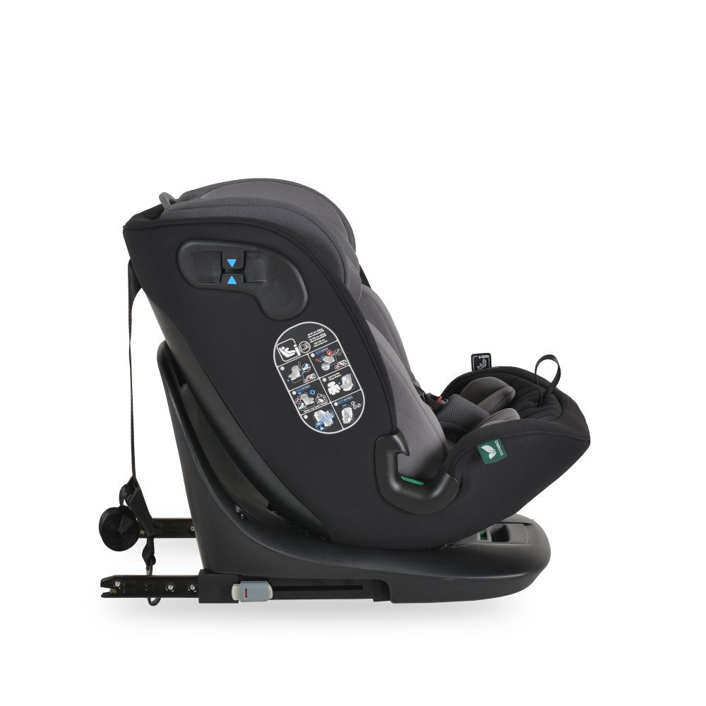 CANGAROO Scaun auto copii i-size GTS Charcoal Grey 40-150 cmdesign ergonomic sleep comfortfixare isofixsistem ventilatiesezut rotativtop tethertetiera si spatar reglabilecertificare R129salteluta reductor
