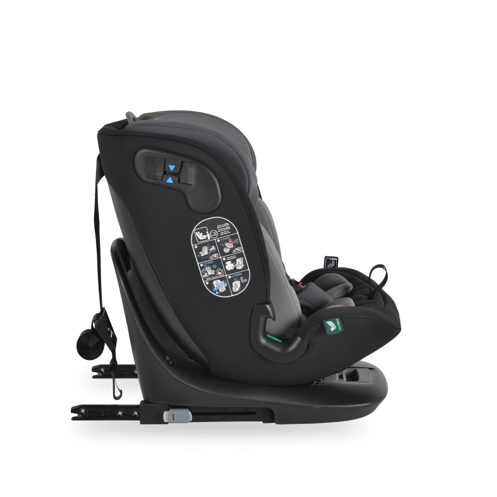 CANGAROO Scaun auto copii i-size GTS Charcoal Grey 40-150 cmdesign ergonomic sleep comfortfixare isofixsistem ventilatiesezut rotativtop tethertetiera si spatar reglabilecertificare R129salteluta reductor