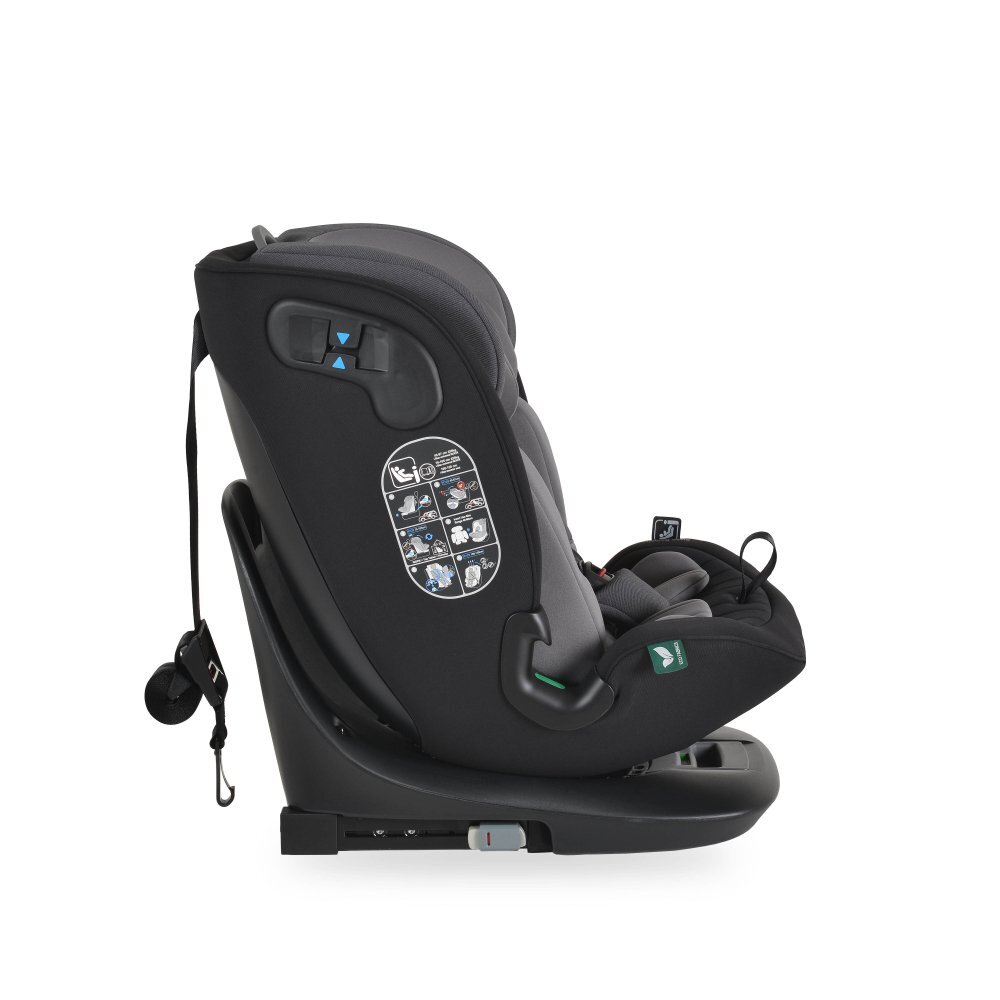 CANGAROO Scaun auto copii i-size GTS Charcoal Grey 40-150 cmdesign ergonomic sleep comfortfixare isofixsistem ventilatiesezut rotativtop tethertetiera si spatar reglabilecertificare R129salteluta reductor