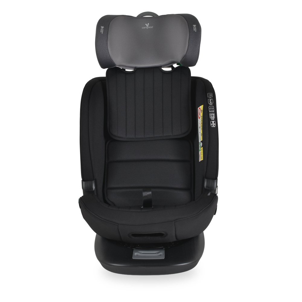 CANGAROO Scaun auto copii i-size GTS Charcoal Grey 40-150 cmdesign ergonomic sleep comfortfixare isofixsistem ventilatiesezut rotativtop tethertetiera si spatar reglabilecertificare R129salteluta reductor