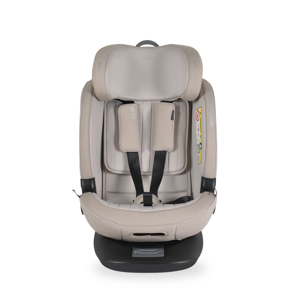 CANGAROO Scaun auto copii i-size GTS Sandstone 40-150 cmdesign ergonomic sleep comfortfixare isofixsistem ventilatiesezut rotativtop tethertetiera si spatar reglabilecertificare R129salteluta reductor