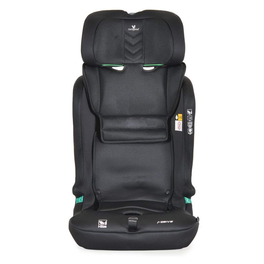 CANGAROO Scaun auto cu Isofix I-Drive Phantom Black I-Size 76-150cmmodel pliabil compactinaltime reglabilacenturi de sigurantatop tethersistem protectie impact lateral SPStetiera reglabilahusa detasabilaperna reductor
