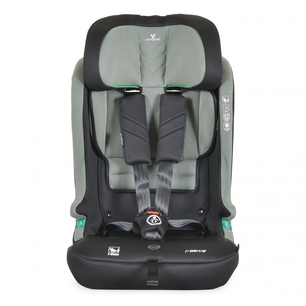 CANGAROO Scaun auto cu Isofix I-Drive Twill Green I-Size 76-150cmmodel pliabil compactinaltime reglabilacenturi de sigurantatop tethersistem protectie impact lateral SPStetiera reglabilahusa detasabilaperna reductor