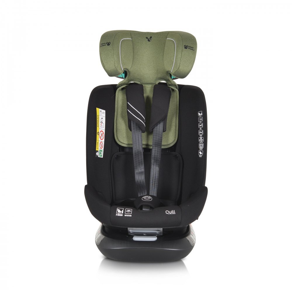 CANGAROO Scaun auto cu Isofix Quill I-size 40-150 cm GreenSezut rotativ 360 gradeSpatar reglabil 5 pozitiiTetiera reglabila 15 pozitiiSIP-Protectie impact lateralTop tetherRear Facing pana la 105cmCenturi de siguranta