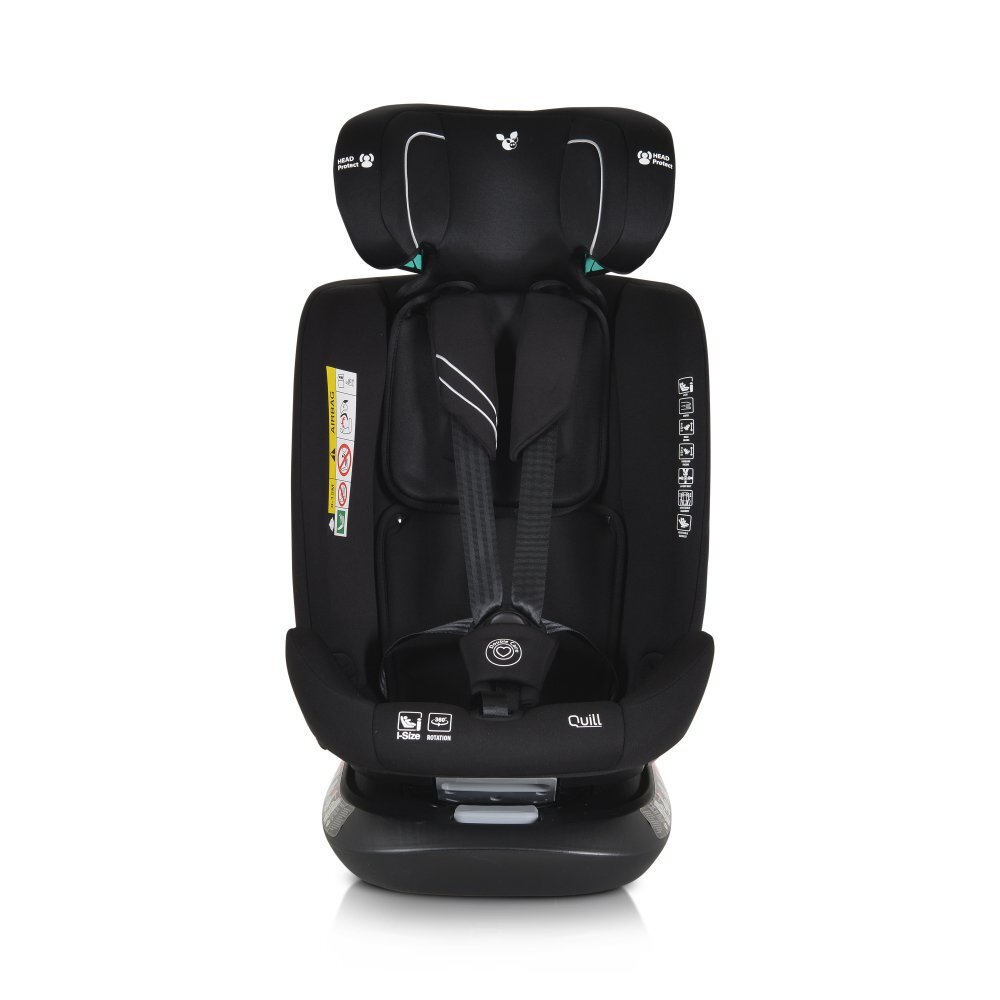 CANGAROO Scaun auto cu Isofix Quill I-size 40-150 cm NegruSezut rotativ 360 gradeSpatar reglabil 5 pozitiiTetiera reglabila 15 pozitiiSIP-Protectie impact lateralTop tetherRear Facing pana la 105cmCenturi de siguranta