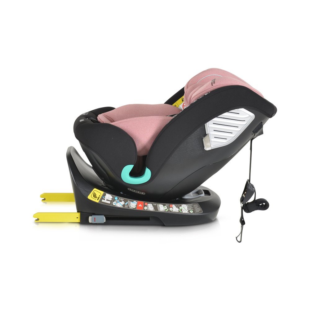 CANGAROO Scaun auto cu Isofix Quill I-size 40-150 cm PinkSezut rotativ 360 gradeSpatar reglabil 5 pozitiiTetiera reglabila 15 pozitiiSIP-Protectie impact lateralTop tetherRear Facing pana la 105cmCenturi de siguranta