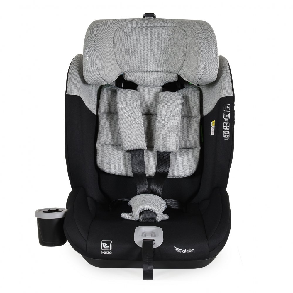 CANGAROO Scaun auto Falcon Opal grey 76-150 cmcertificat I-Size R129protectie SPStetiera din spuma memorie reglabila 9 pozitiisalteluta reductor si suport pahar incluse