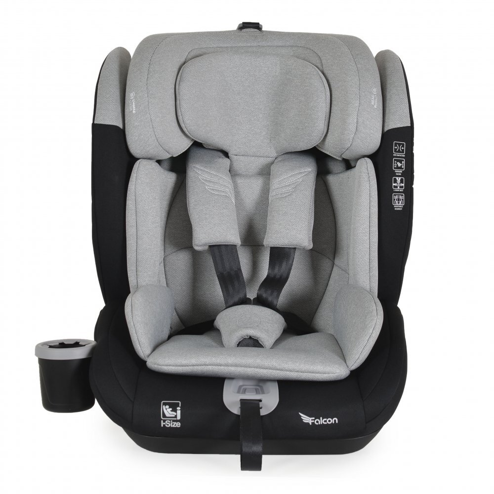 CANGAROO Scaun auto Falcon Opal grey 76-150 cmcertificat I-Size R129protectie SPStetiera din spuma memorie reglabila 9 pozitiisalteluta reductor si suport pahar incluse