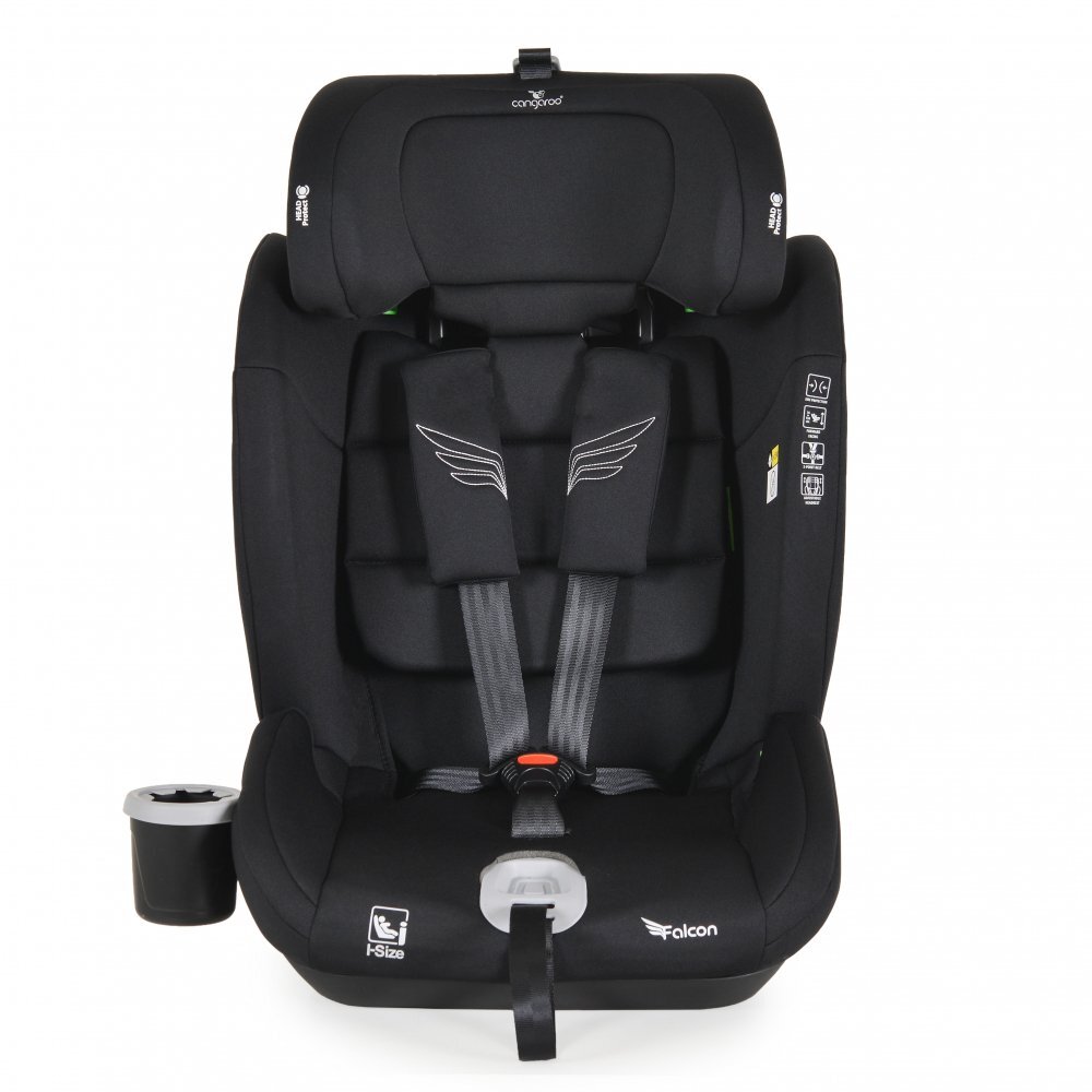CANGAROO Scaun auto Falcon Pirate black 76-150 cmcertificat I-Size R129protectie SPStetiera din spuma memorie reglabila 9 pozitiisalteluta reductor si suport pahar incluse
