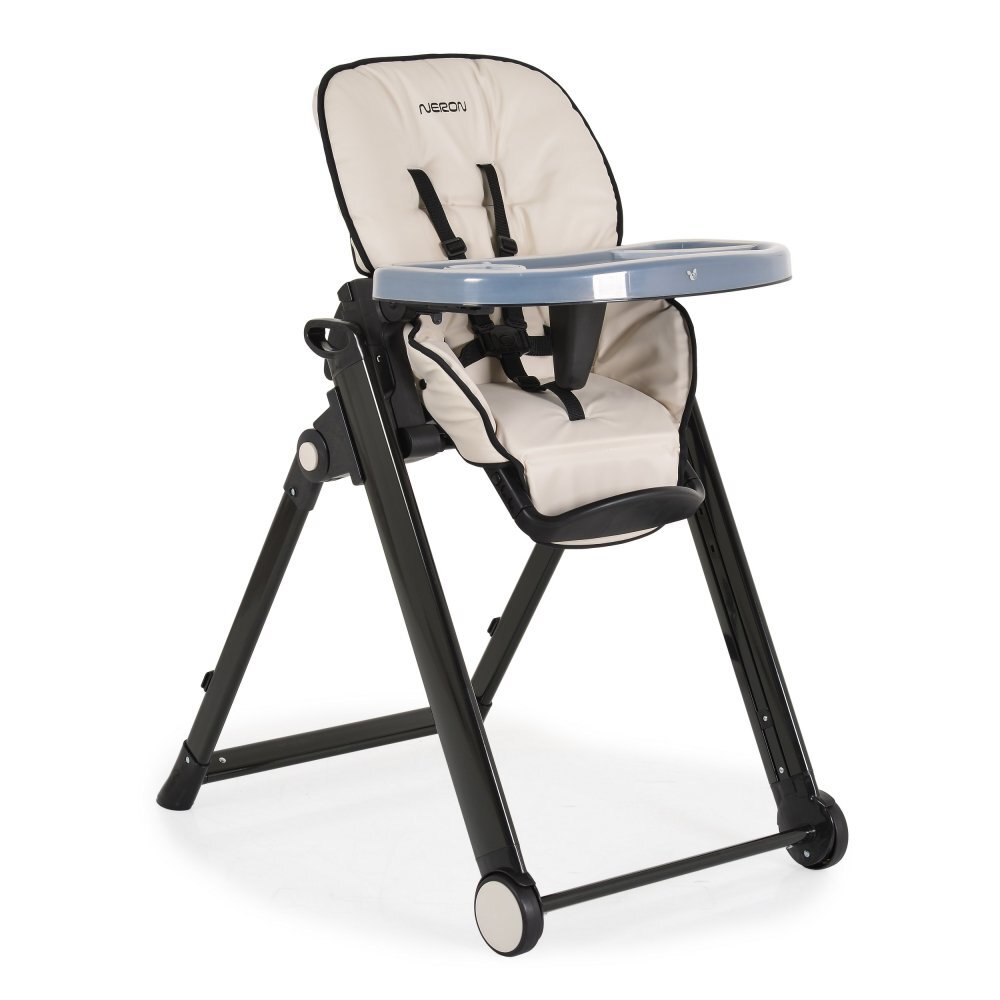 CANGAROO Scaun de masa copii Neron Beige pliabil ultracompact suport picioare si spatar reglabil tava dubla greutate admisa 15 kg