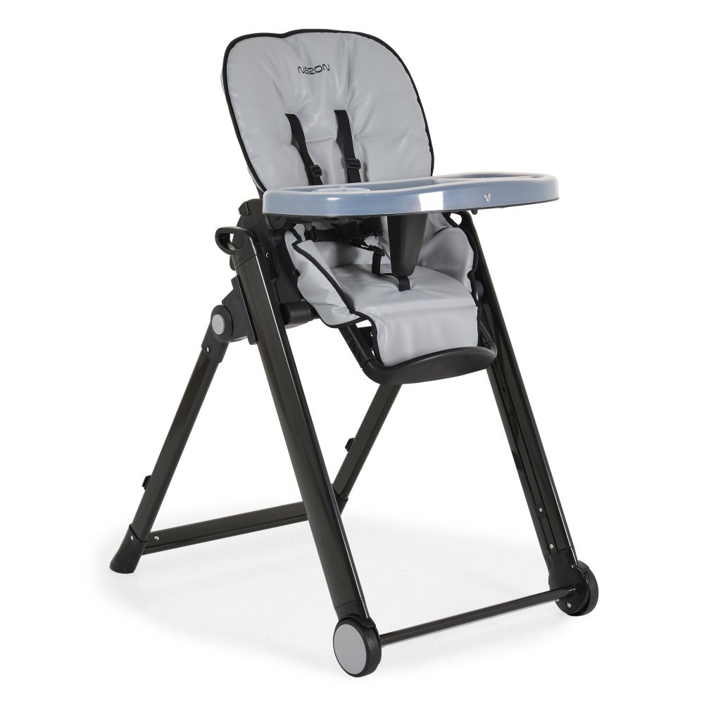 CANGAROO Scaun de masa copii Neron Grey pliabil ultracompact suport picioare si spatar reglabil tava dubla greutate admisa 15 kg
