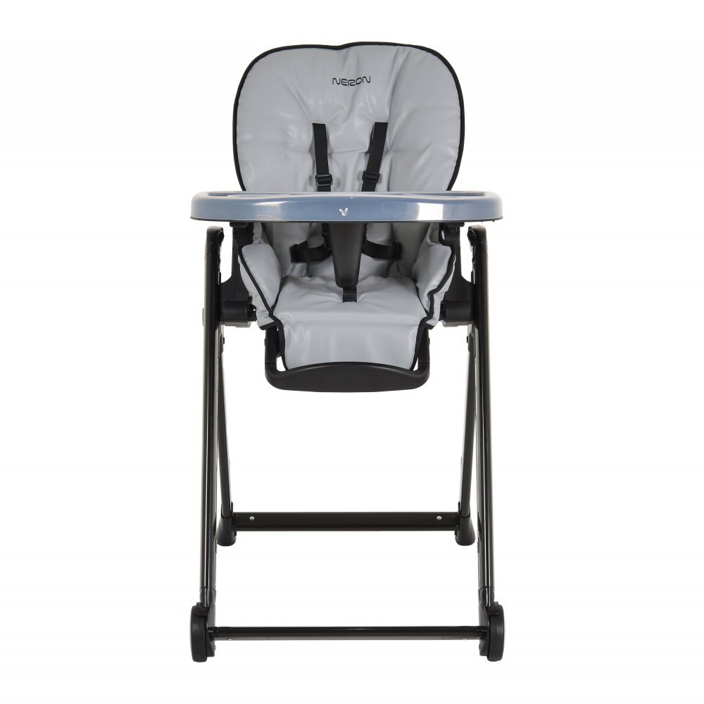 CANGAROO Scaun de masa copii Neron Grey pliabil ultracompact suport picioare si spatar reglabil tava dubla greutate admisa 15 kg