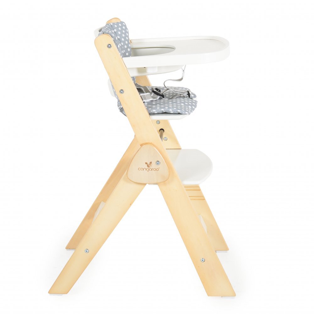 CANGAROO Scaun de masa multifunctional Caramel White 2in1 din lemn cu sezut reglabil 3 nivelede la 6lunisuport picioare reglabil 6 nivelepliere compactacentura de sigurantapernuta moale inclusapicioare antiderapante