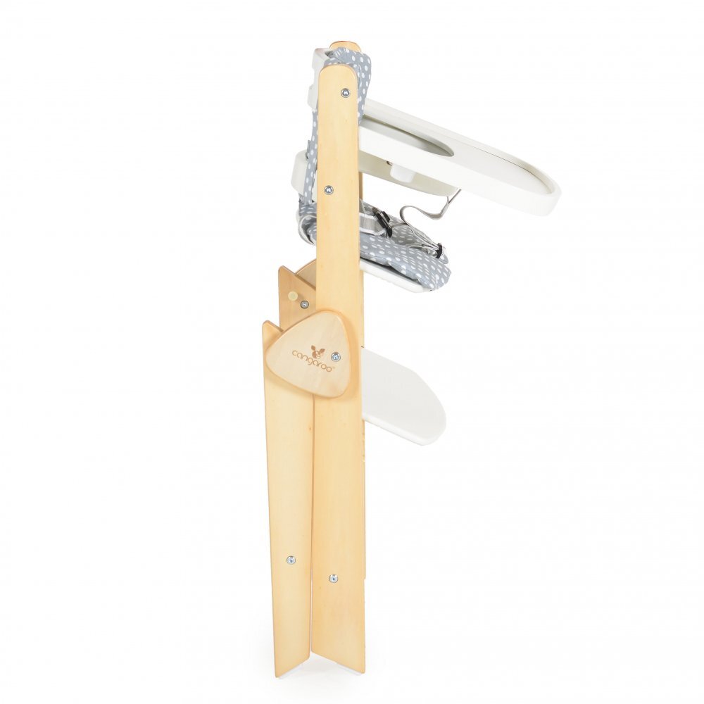 CANGAROO Scaun de masa multifunctional Caramel White 2in1 din lemn cu sezut reglabil 3 nivelede la 6lunisuport picioare reglabil 6 nivelepliere compactacentura de sigurantapernuta moale inclusapicioare antiderapante