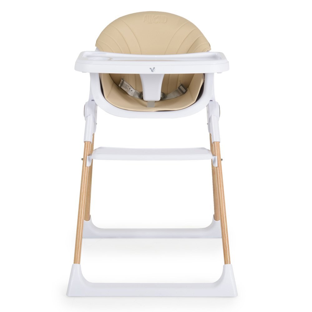CANGAROO Scaun de masa pentru copii Almond Beigehusa din piele ecologica usor de curatatstructura metalica stabilapicioare antiderapantepliere compactacentura de siguranta si protectie antialunecaresuport picioare