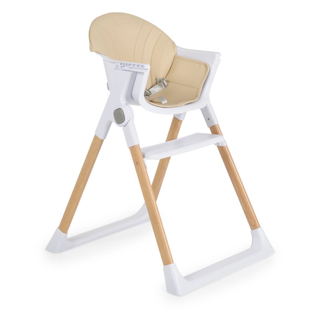 CANGAROO Scaun de masa pentru copii Almond Beigehusa din piele ecologica usor de curatatstructura metalica stabilapicioare antiderapantepliere compactacentura de siguranta si protectie antialunecaresuport picioare
