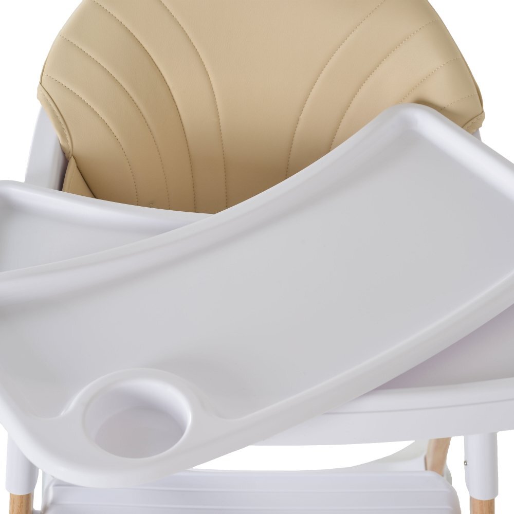 CANGAROO Scaun de masa pentru copii Almond Beigehusa din piele ecologica usor de curatatstructura metalica stabilapicioare antiderapantepliere compactacentura de siguranta si protectie antialunecaresuport picioare