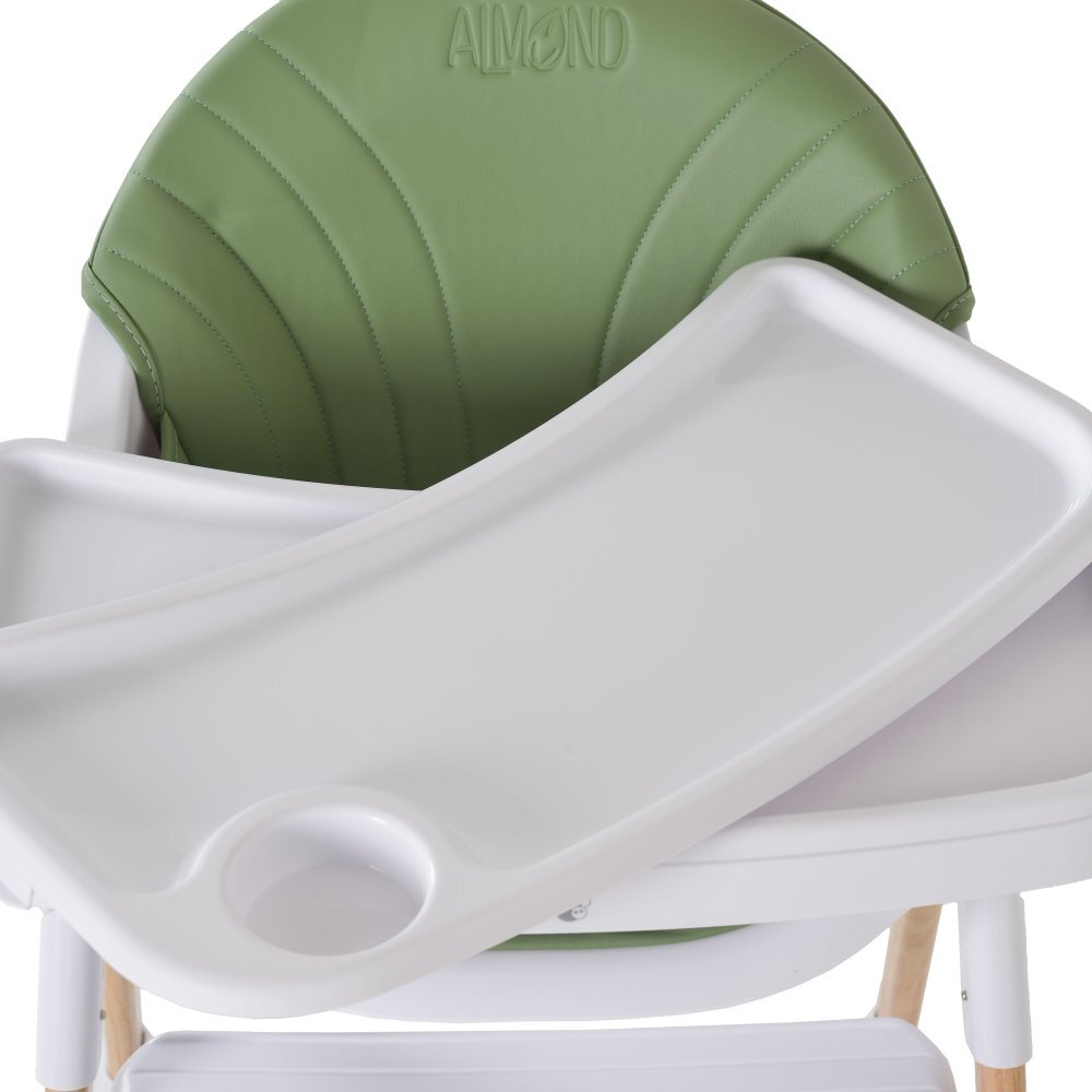CANGAROO Scaun de masa pentru copii Almond Greenhusa din piele ecologica usor de curatatstructura metalica stabilapicioare antiderapantepliere compactacentura de siguranta si protectie antialunecaresuport picioare