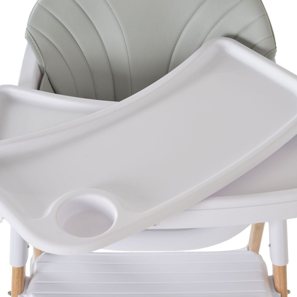 CANGAROO Scaun de masa pentru copii Almond Greyhusa din piele ecologica usor de curatatstructura metalica stabilapicioare antiderapantepliere compactacentura de siguranta si protectie antialunecaresuport picioare