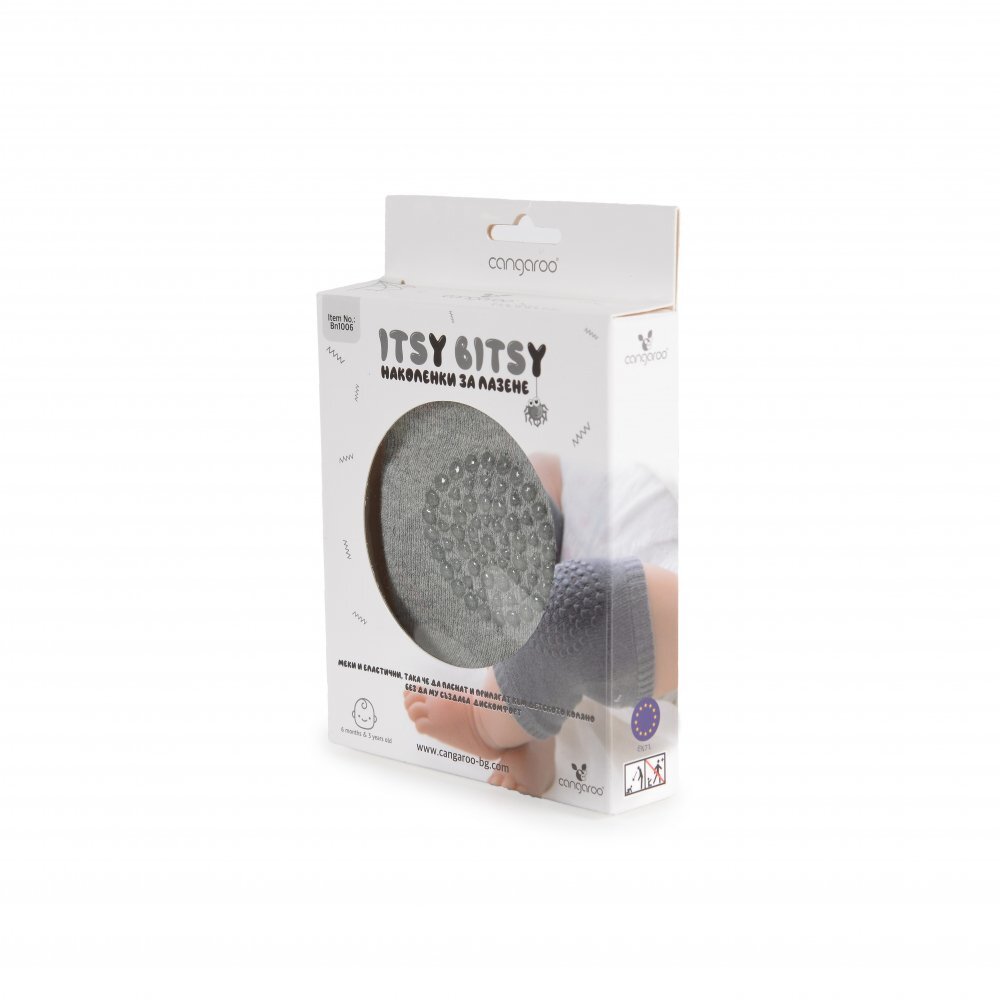 CANGAROO Set 2 genunchiere copii Itsy Bitsy Light Greyprotejeaza de abraziuni si ranimaterial de bumbac moale si elasticdimensiune universalapotrivite de la 6 luni-3 ani