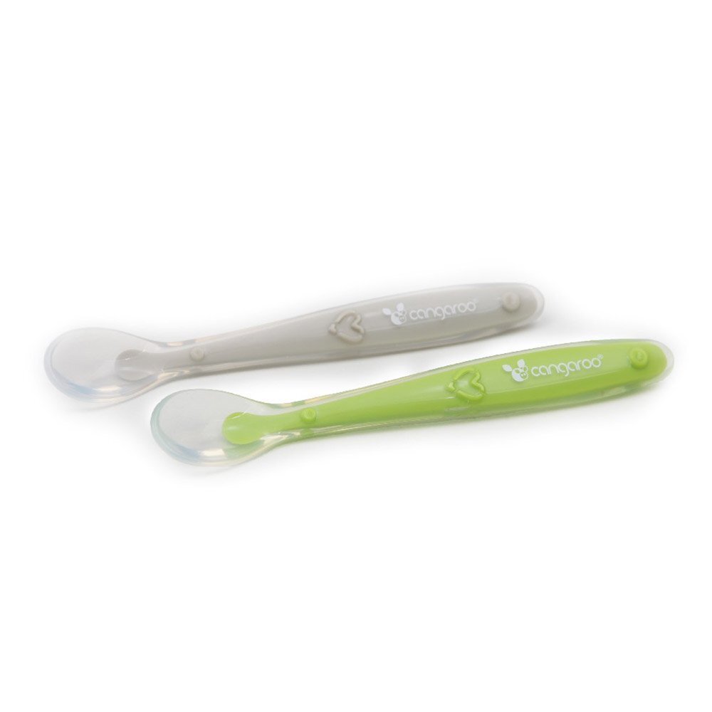CANGAROO Set 2 lingurite din silicon moale griverde