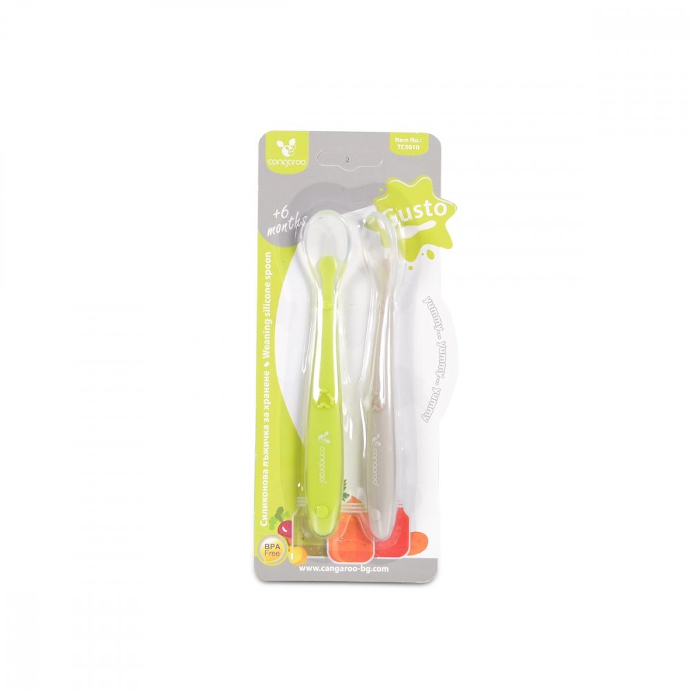 CANGAROO Set 2 lingurite din silicon moale griverde