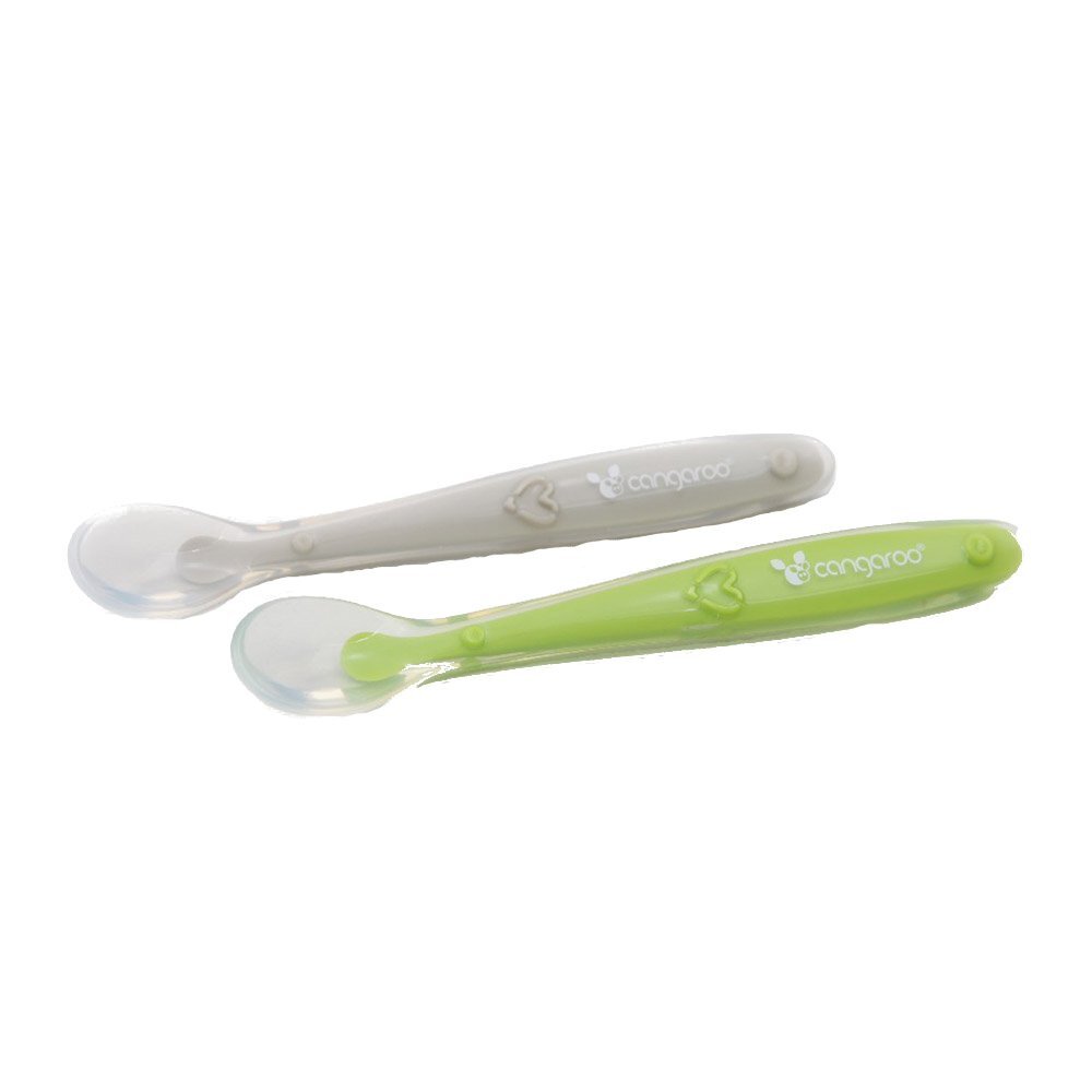 CANGAROO Set 2 lingurite din silicon moale griverde