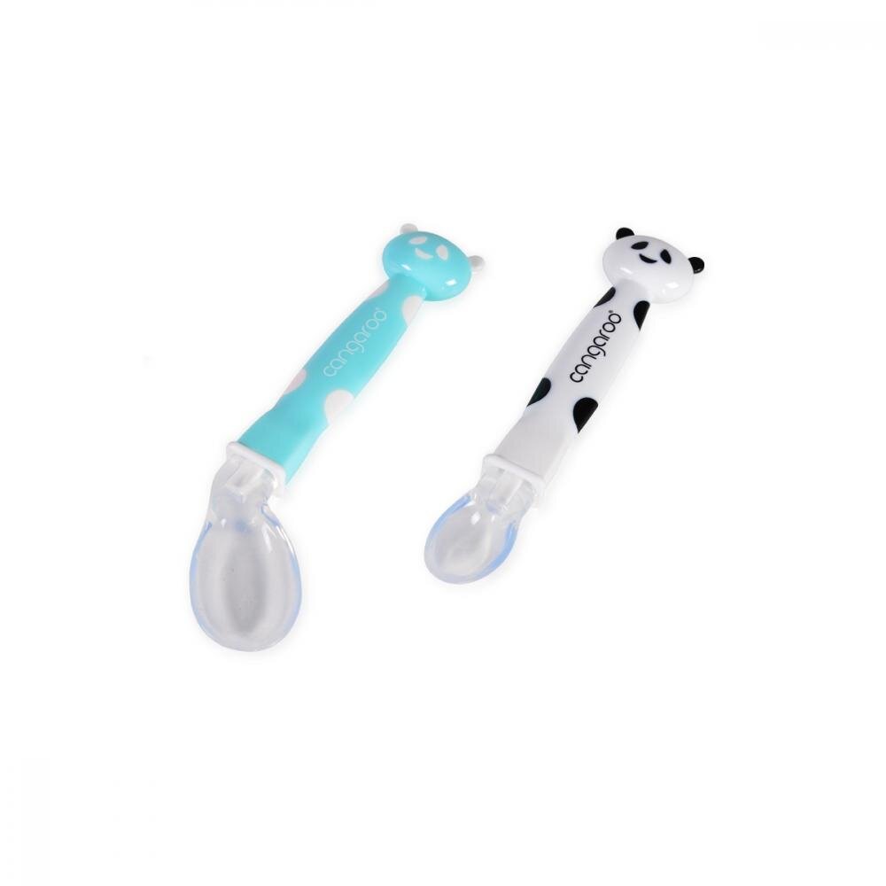 CANGAROO Set 2 lingurite moi din silicon Panda Boy