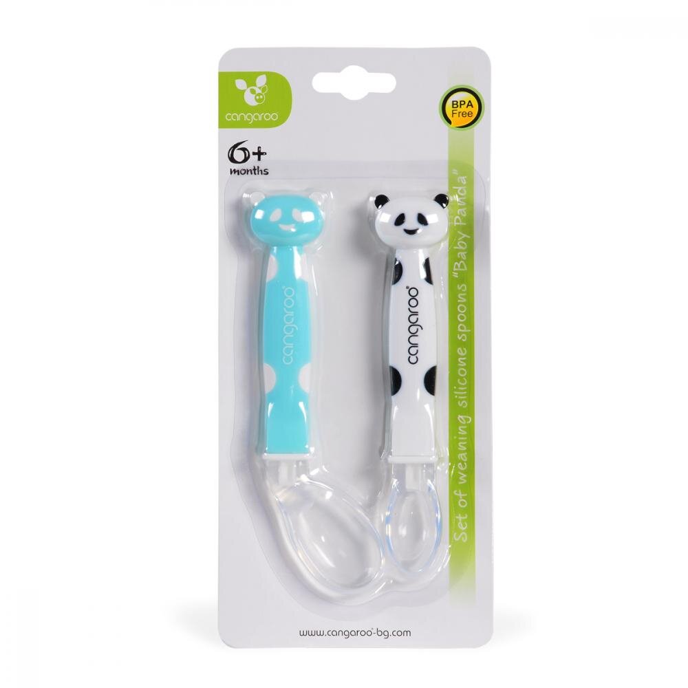 CANGAROO Set 2 lingurite moi din silicon Panda Boy
