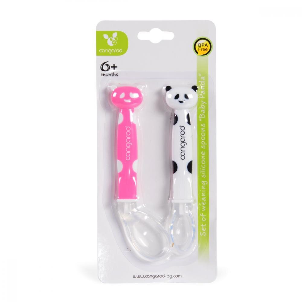 CANGAROO Set 2 lingurite moi din silicon Panda Girl