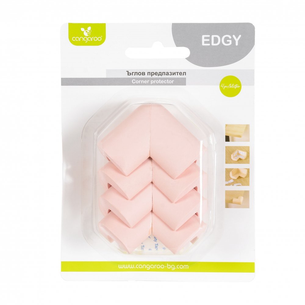 CANGAROO Set 4 protectii pentru colturi din spuma Edgy roz