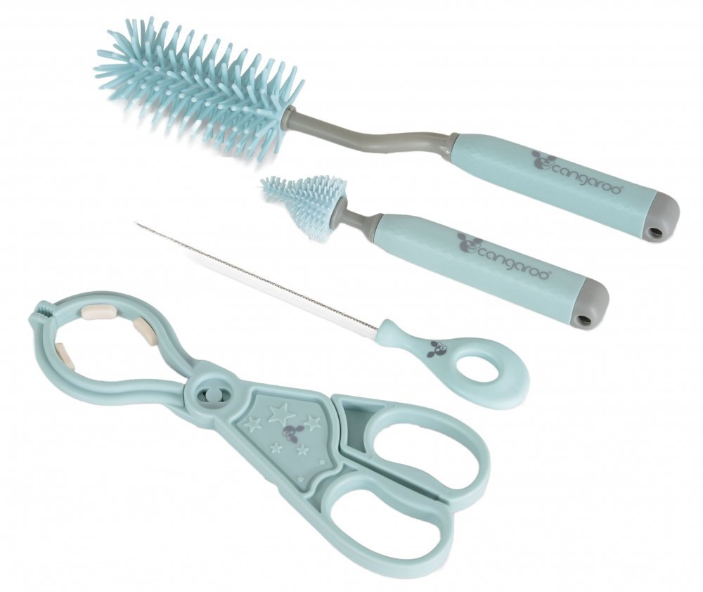 CANGAROO Set 4 ustensile pentru curatare biberoanelor Star Blue