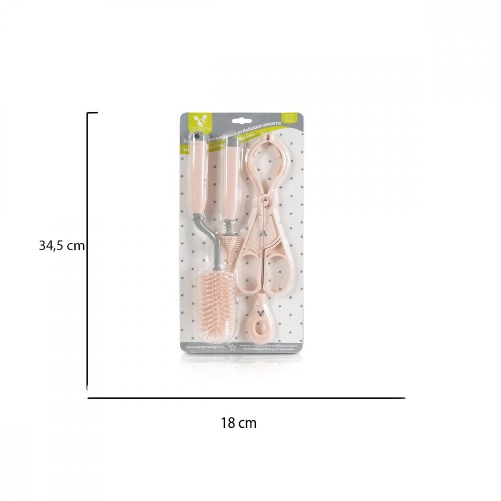 CANGAROO Set 4 ustensile pentru curatare biberoanelor Star Pink