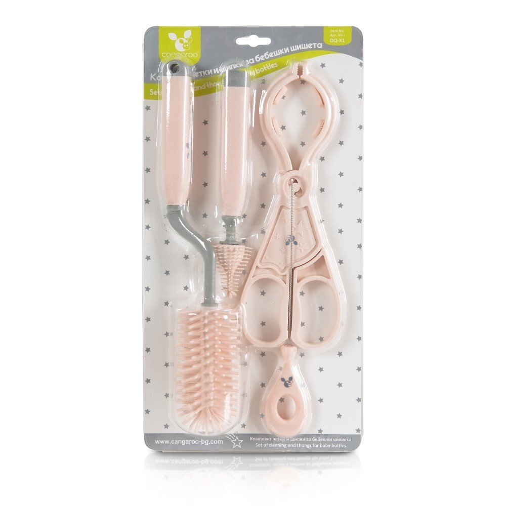 CANGAROO Set 4 ustensile pentru curatare biberoanelor Star Pink