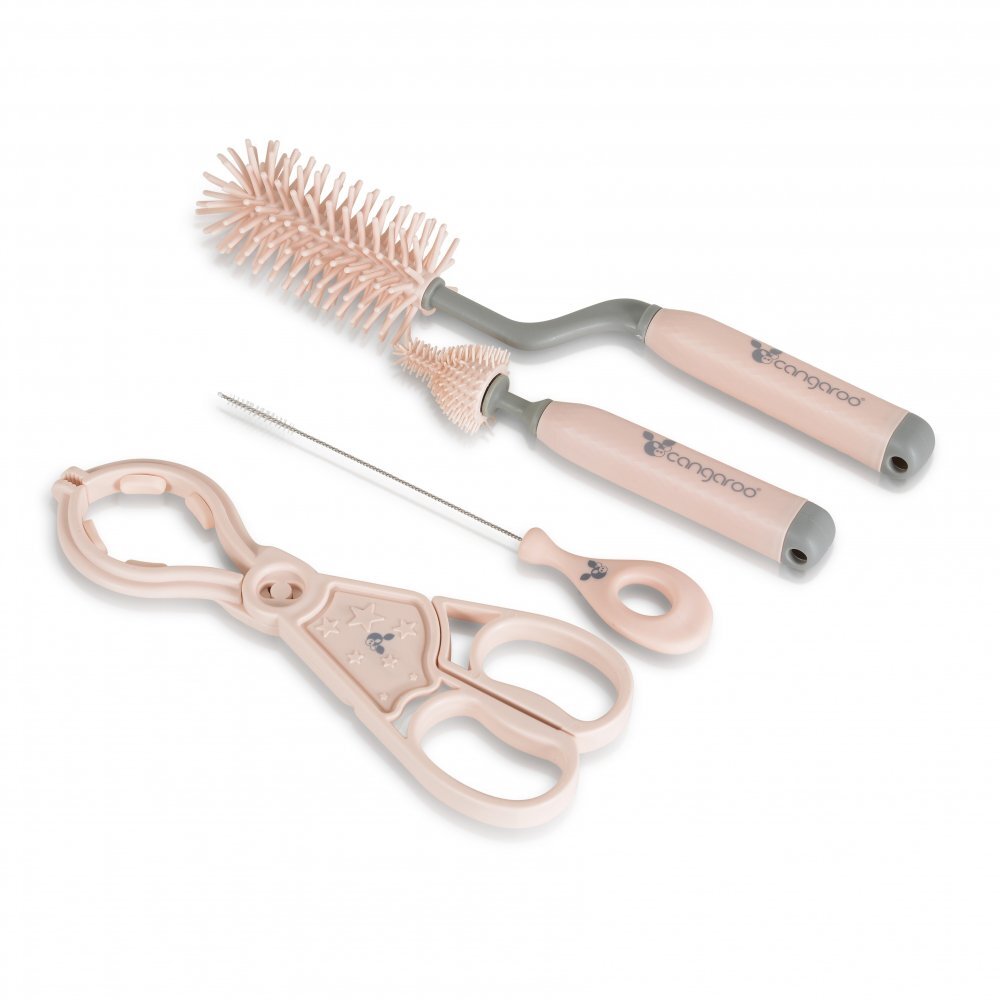 CANGAROO Set 4 ustensile pentru curatare biberoanelor Star Pink