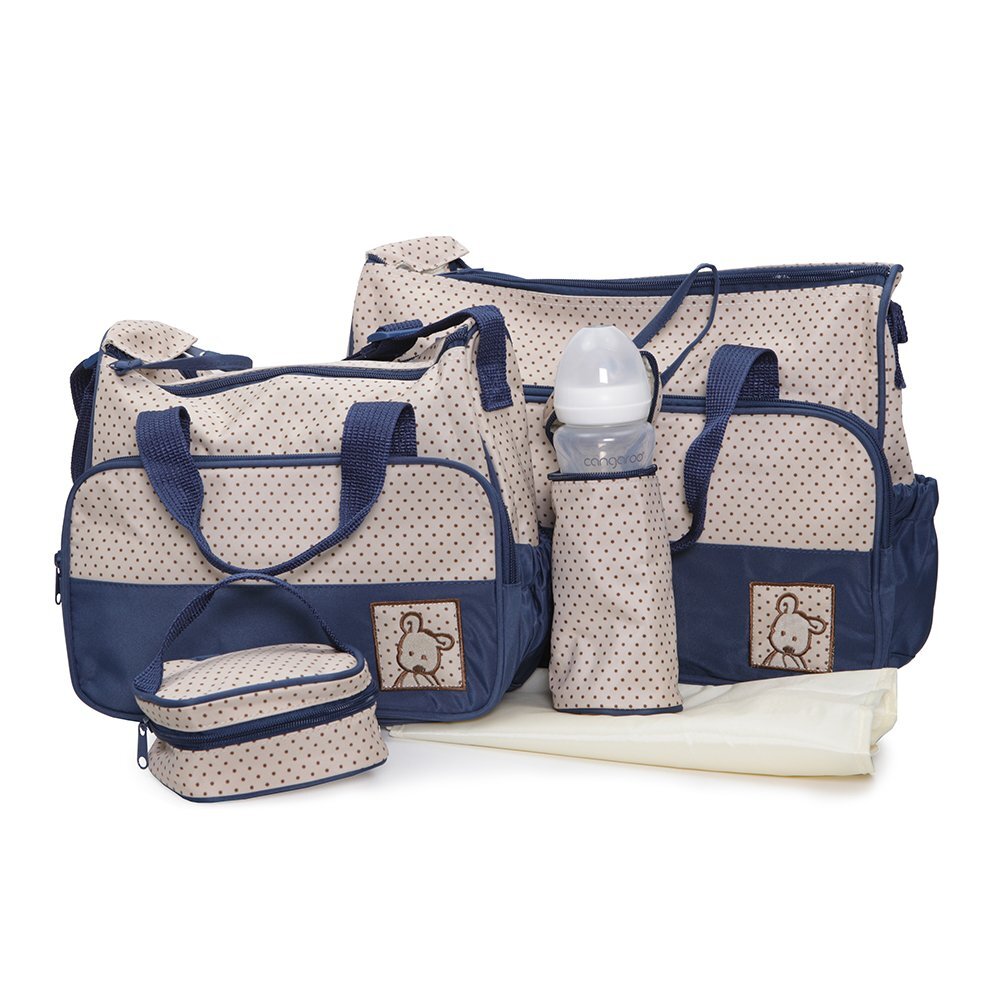 CANGAROO Set 5 piese cu Geanta multifunctionala pentru mamici Mama Bag Stella Navy compartimente practicecu maner reglabilhusa termoizolanta pentru biberonsalteluta gentuta suzete si geanta scutece