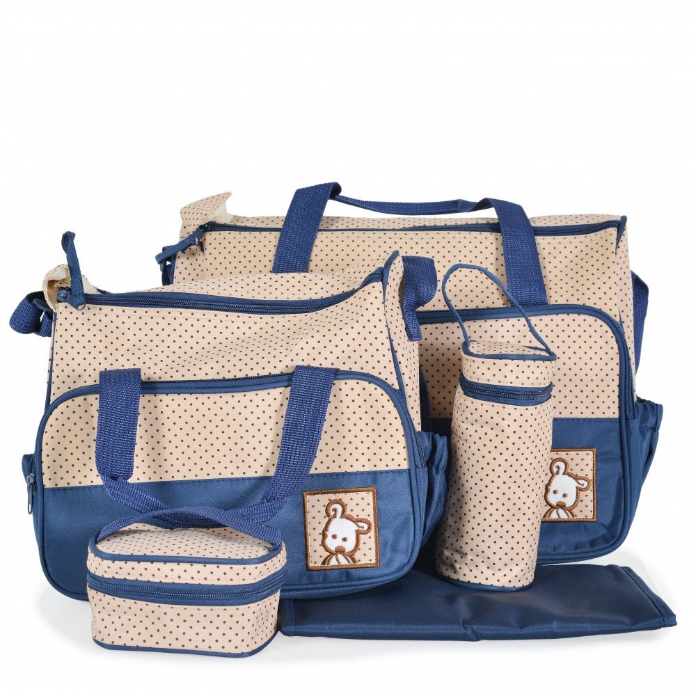 CANGAROO Set 5 piese cu Geanta multifunctionala pentru mamici Mama Bag Stella Navy compartimente practicecu maner reglabilhusa termoizolanta pentru biberonsalteluta gentuta suzete si geanta scutece