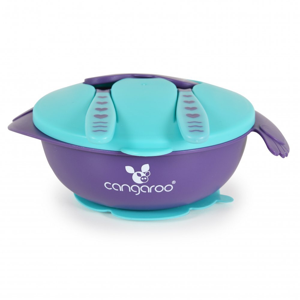 CANGAROO Set castron cu lingurita si furculita Jelly Blue