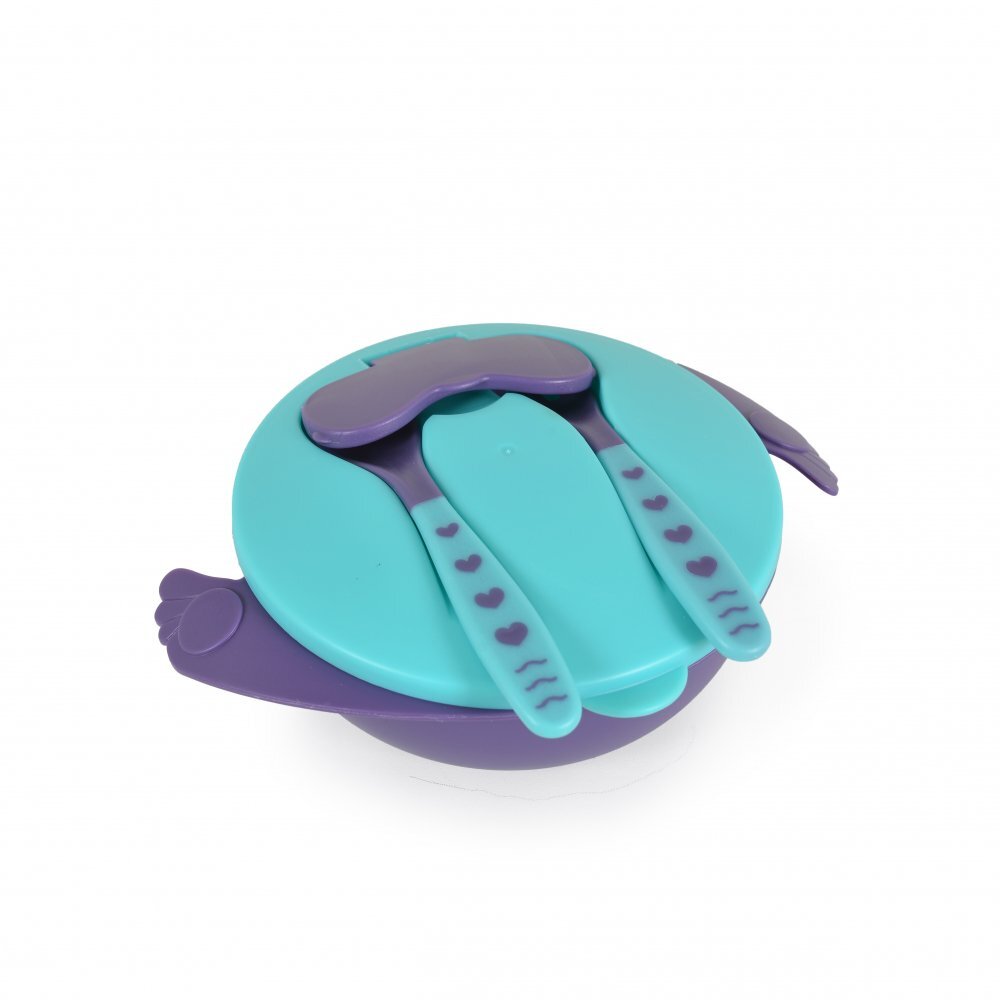 CANGAROO Set castron cu lingurita si furculita Jelly Blue