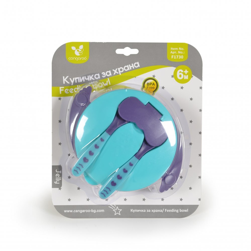 CANGAROO Set castron cu lingurita si furculita Jelly Blue