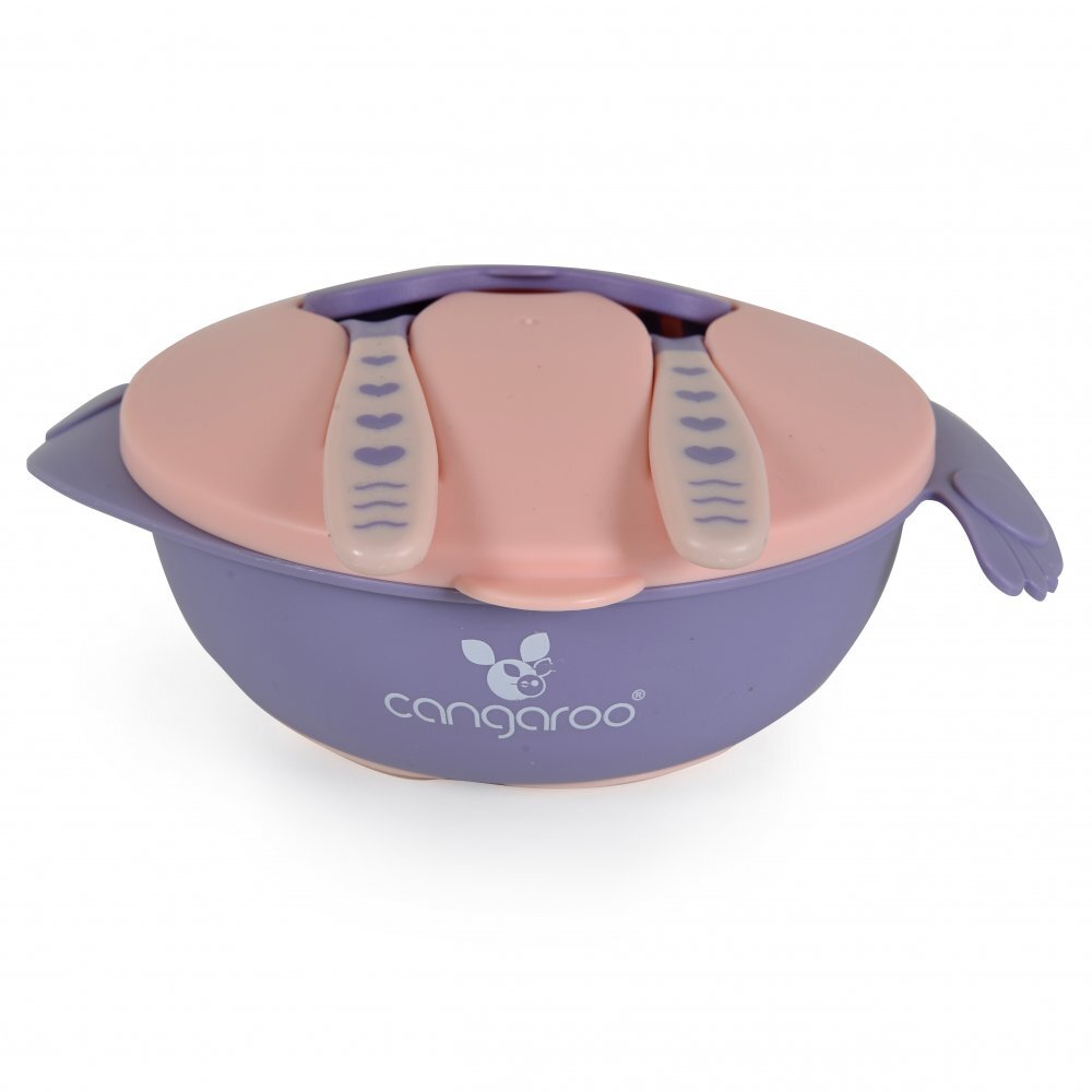 CANGAROO Set castron cu lingurita si furculita Jelly Pink